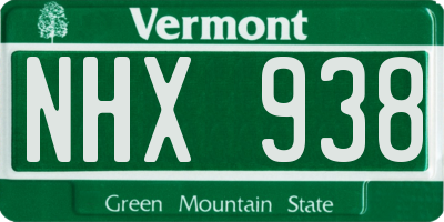 VT license plate NHX938