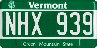 VT license plate NHX939