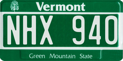 VT license plate NHX940