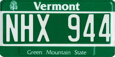 VT license plate NHX944
