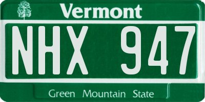 VT license plate NHX947
