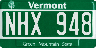 VT license plate NHX948