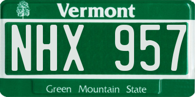 VT license plate NHX957