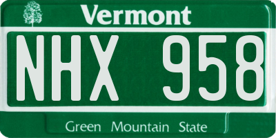 VT license plate NHX958