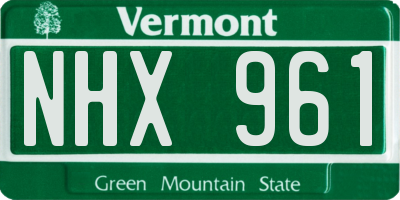 VT license plate NHX961