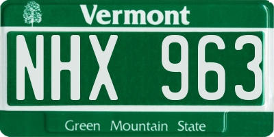 VT license plate NHX963