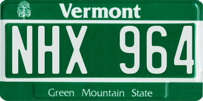 VT license plate NHX964