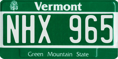VT license plate NHX965