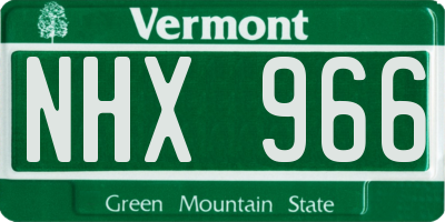 VT license plate NHX966