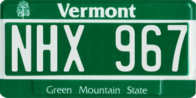 VT license plate NHX967