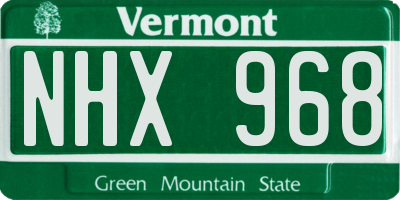 VT license plate NHX968