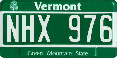 VT license plate NHX976