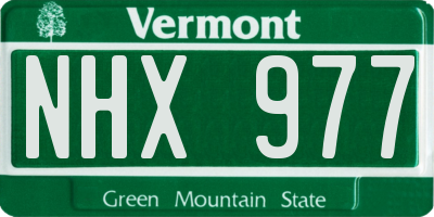 VT license plate NHX977