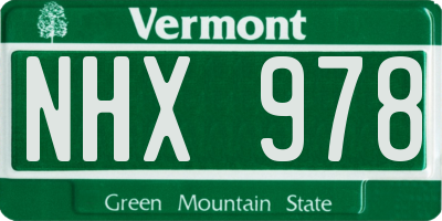 VT license plate NHX978