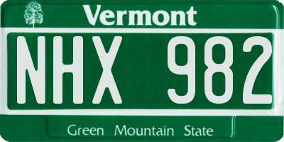 VT license plate NHX982