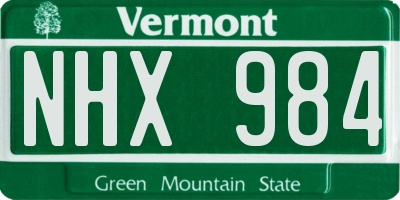 VT license plate NHX984