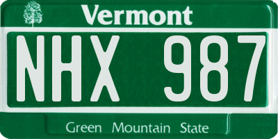 VT license plate NHX987