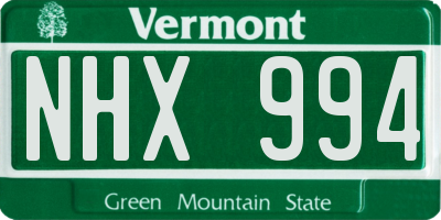 VT license plate NHX994