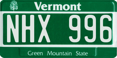 VT license plate NHX996