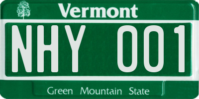 VT license plate NHY001