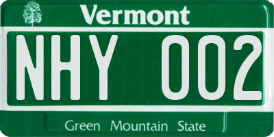 VT license plate NHY002