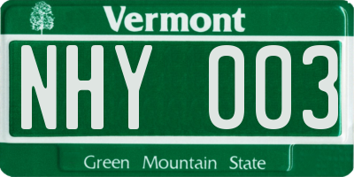 VT license plate NHY003