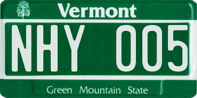 VT license plate NHY005