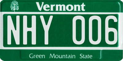 VT license plate NHY006