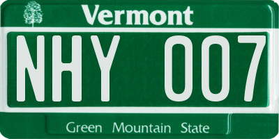 VT license plate NHY007