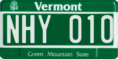 VT license plate NHY010