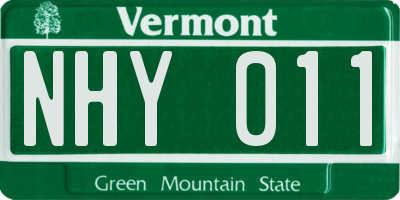 VT license plate NHY011