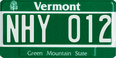 VT license plate NHY012