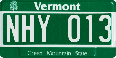 VT license plate NHY013