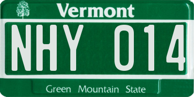 VT license plate NHY014