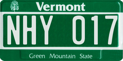 VT license plate NHY017