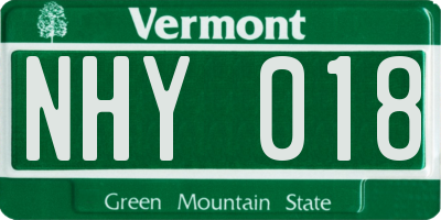 VT license plate NHY018
