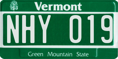 VT license plate NHY019