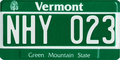VT license plate NHY023