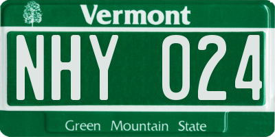 VT license plate NHY024