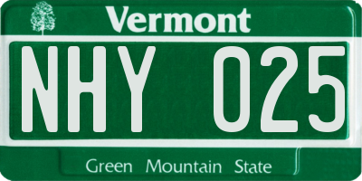 VT license plate NHY025