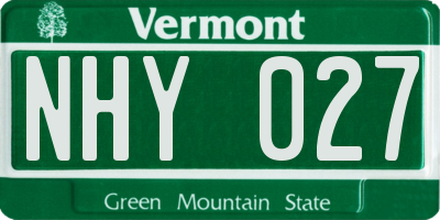 VT license plate NHY027