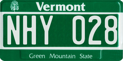 VT license plate NHY028