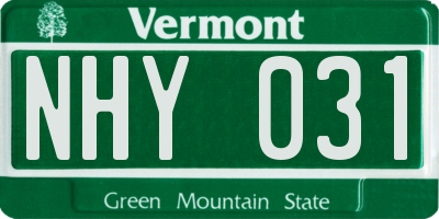 VT license plate NHY031