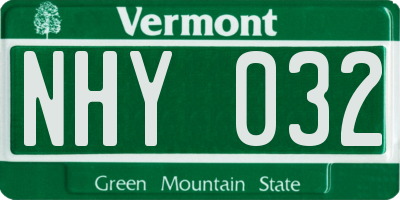 VT license plate NHY032