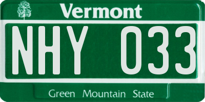 VT license plate NHY033