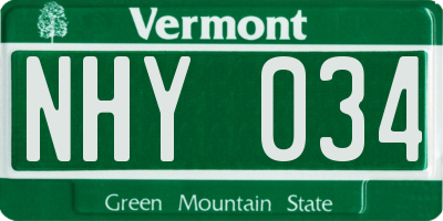 VT license plate NHY034