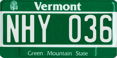 VT license plate NHY036