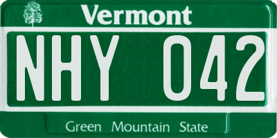 VT license plate NHY042
