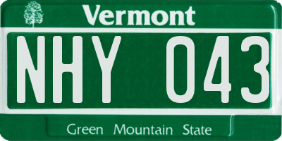 VT license plate NHY043