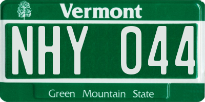 VT license plate NHY044